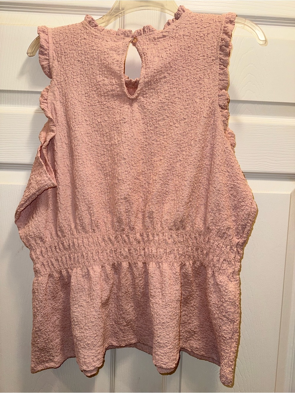 Textured Ruffle-Sleeve Peplum Top - Picture 2 of 3